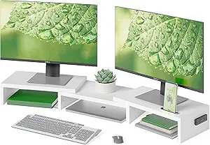 BONTEC Dual Monitor Stand Riser with Smartphone